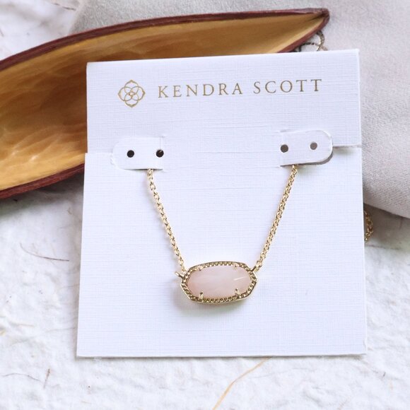 Kendra Scott Elisa Rose Quartz Necklace Gold - Picture 1 of 2